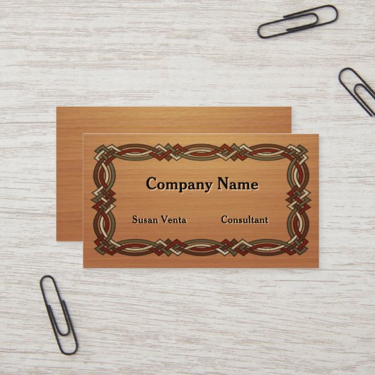 Keltische eingelegter hölzerner Blick des Knotens Visitenkarte (Vorderseite/Rückseite Beispiel)