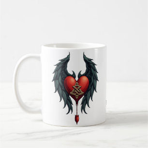 Keltische Eleganz mit Herz und Flügeln.  Kaffeetasse