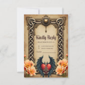 keltische Eleganz mit Herz und Flügeln. RSVP Karte (Vorderseite)