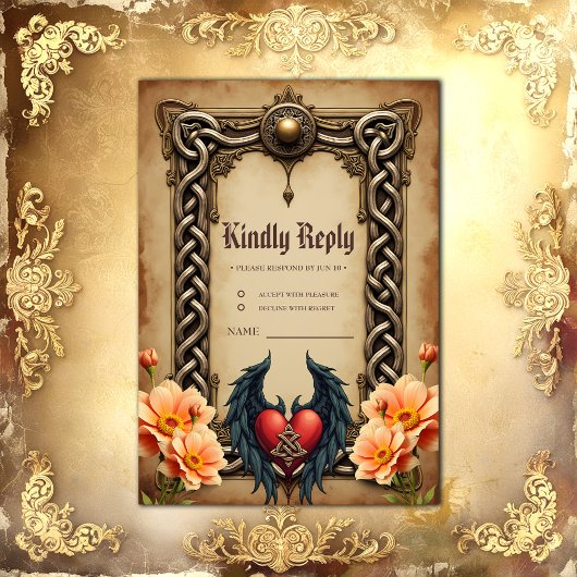 keltische Eleganz mit Herz und Flügeln. RSVP Karte
