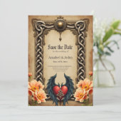 keltische Eleganz mit Herz und Flügeln. Save The Date (Stehend Vorderseite)