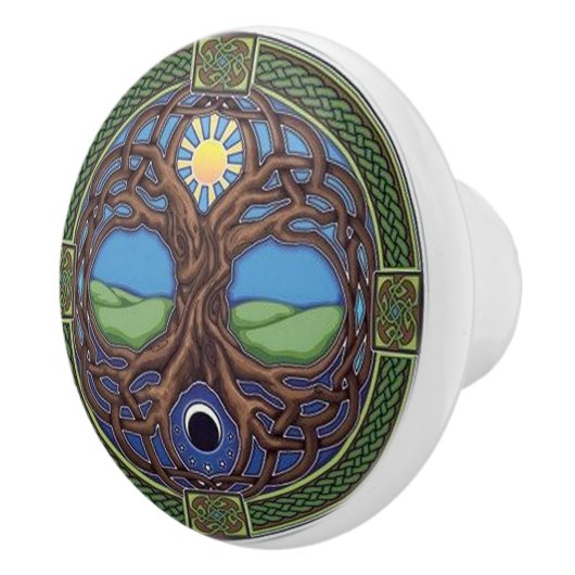 Keltische Entwurfs-Tür oder Fach-Griff Keramikknauf (Rechts)