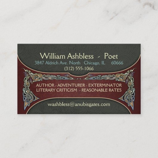 Keltische ergreifende Tier-Visitenkarten Visitenkarte (Vorderseite)