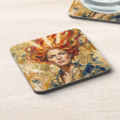 Keltische Feuer Göttin Brigid Gold Blatt Fantasy K Getränkeuntersetzer (Linke Seite)