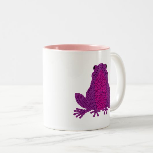 Keltische Frosch-Tasse - lila Zweifarbige Tasse (VorderseiteRechts)