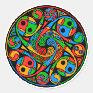 Keltische Glasspirale Runder Aufkleber
