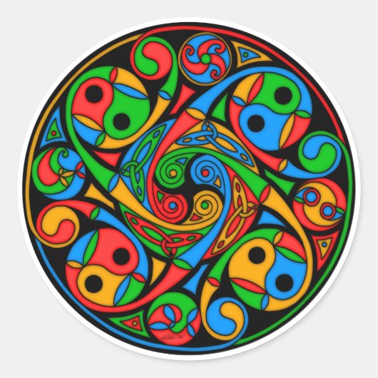 Keltische Glasspirale Runder Aufkleber (Vorderseite)
