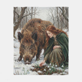 Keltische Göttin & Wildschwein Fleecedecke