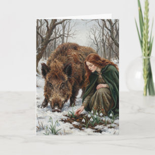 Keltische Göttin & Wildschwein Karte
