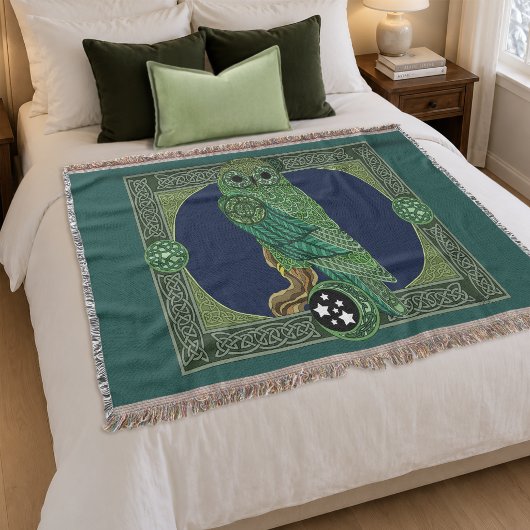 Keltische grüne Eulen-Knotenarbeit Art Nouveau Decke