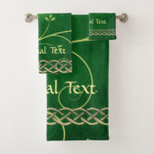 Keltische Grünknochen und Blätter Badhandtuch Set (Insitu)