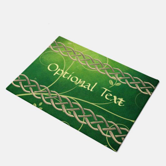 Keltische Grünknochen und Blätter Fußmatte (Schrägansicht)