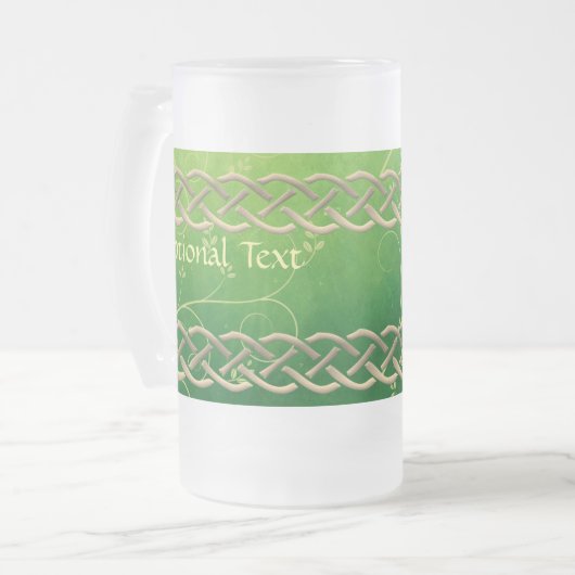 Keltische Grünknochen und Blätter Mattglas Bierglas (Vorderseite Links)