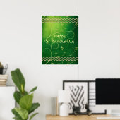 Keltische Grünknochen und Blätter Poster (Heimbüro)