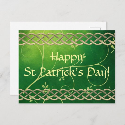 Keltische Grünknochen und Blätter Postkarte (Vorne/Hinten)