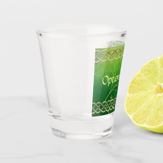 Keltische Grünknochen und Blätter Schnapsglas (Links)