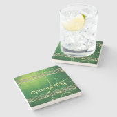 Keltische Grünknochen und Blätter Steinuntersetzer (Seitenansicht)