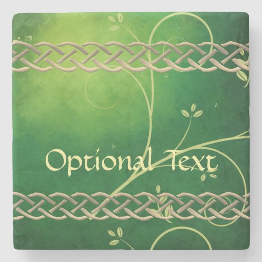 Keltische Grünknochen und Blätter Steinuntersetzer (Vorderseite)