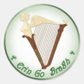 Keltische Harfe Runder Aufkleber (Vorderseite)