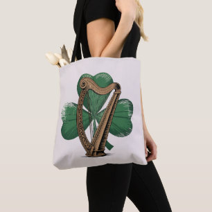 Keltische Harfe Shamrock Irisches Erbe Tragetasche Tasche