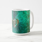 Keltische Herz-Mandala im Grün und in der Kaffeetasse (VorderseiteRechts)