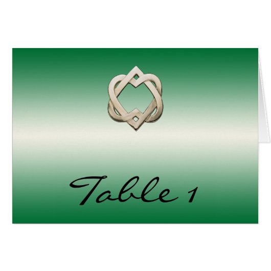 Keltische Herzen auf grüner Steigungs-Tischnummer (Vorderseite (Horizontal))