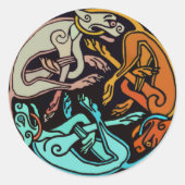 Keltische Hunde Runder Aufkleber (Vorderseite)