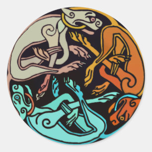 Keltische Hunde Runder Aufkleber