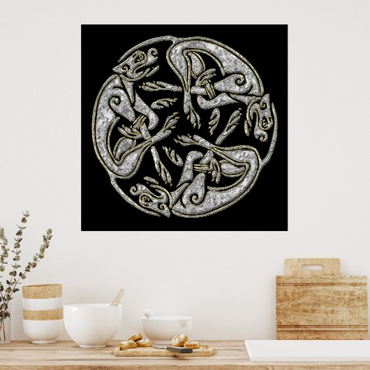 Keltische Hunde Traditionelles Ornament Gold und S Poster (Küche)