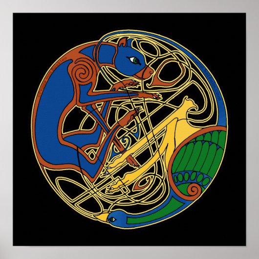 Keltische Hunde und Bird keltic Art Prints Poster (Vorne)