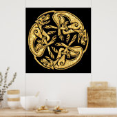 keltische Hunde vergolden traditionelle Zierkunst Poster (Küche)