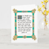 Keltische illuminierte Kalligrafie Johannes 1:14 W Karte (Gelbe Blume)