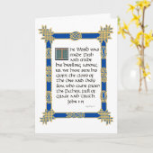 Keltische illuminierte Kalligrafie Johannes 1:14 W Karte (Gelbe Blume)