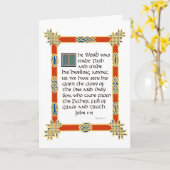 Keltische illuminierte Kalligraphie John 1:14 Karte (Gelbe Blume)