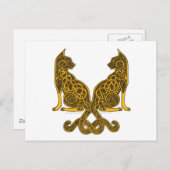 keltische Katzen 6 Bronzegolz Postkarte (Vorne/Hinten)