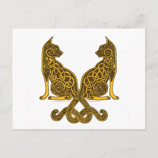 keltische Katzen 6 Bronzegolz Postkarte (Vorderseite)