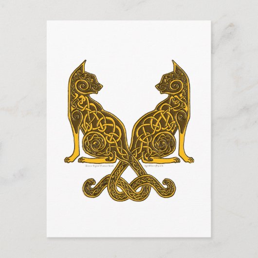 keltische Katzen 6 Bronzegolz Postkarte (Vorderseite)