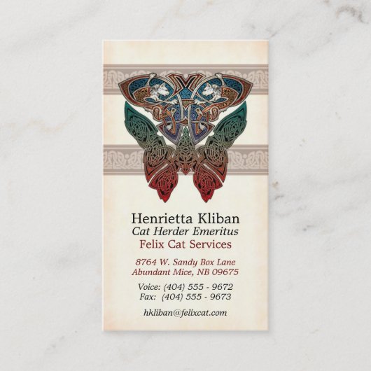 Keltische Katzen-Entwurfs-Visitenkarten Visitenkarte (Vorderseite)