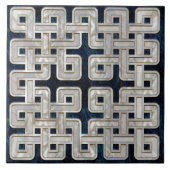 Keltische Knoblauchblauch-Muschel und Perle Fliese (Vorderseite)