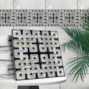 Keltische Knoblauchblauch-Muschel und Perle Fliese