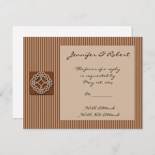 Keltische Knochen in Creme und Rust Response Card RSVP Karte (Vorne/Hinten)