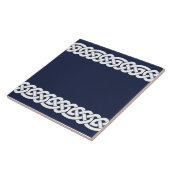 keltische Knoten, dekorativ, blau, blau, weiß Fliese (Seite)