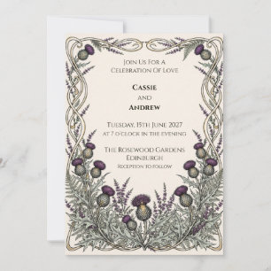 Keltische Knoten-Distel-Hochzeitseinladung Einladung