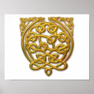 Keltische Knoten-Drachen – Gold Poster