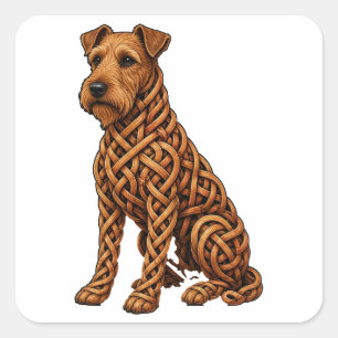 Keltische Knoten Irish Terrier Hundekunst Quadratischer Aufkleber