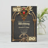 Keltische Knoten und ein Herz in gotischer Eleganz Einladung (Stehend Vorderseite)