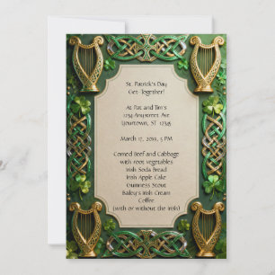 Keltische Knoten und Harfen zum St. Patrick's Day Einladung