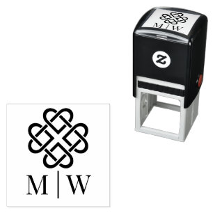 Keltische Knotenherzen Hochzeitspaar Initialen Permastempel