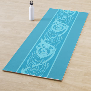 Keltische Knüpfarbeit Blauer Fisch Yogamatte