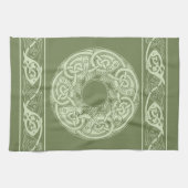 Keltische Knüpfarbeit Fische in Grün Handtuch (Horizontal)